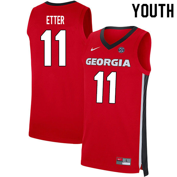 2020 Youth #11 Jaxon Etter Georgia Bulldogs College Basketball Jerseys Sale-Red
